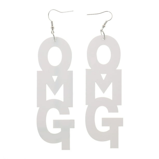Chic Cool Acrylic Large OMG Letters Dangle Drop Earring Hip Hop Accessory Girls